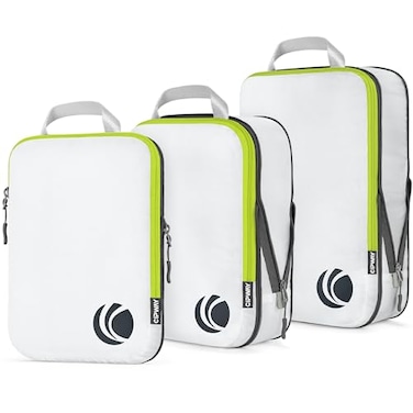 Cipway Compression Packing Cubes Set Ultralight Expandable Travel Packing Organizers for Carry on Luggage White 3pcs