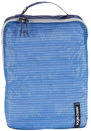 Eagle Creek PackIt Reveal Medium Packing Cubes for Travel Durable WaterResistant Fabric with Angled Zipper Design and Full FrontPanel Mesh Window Az BlueGrey