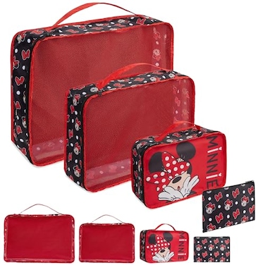 Disney Packing Organisers Packing Cubes for Suitcases Luggage Wash Bag Red Minnie Mouse