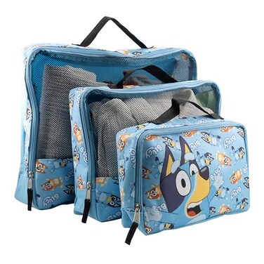 Fast Forward Bluey 3Piece Packing Cube Set Bluey Bingo Travel Accessories Luggage Organizer for Kids SpaceSaving Durable EasytoClean Polyester Packing Cubes