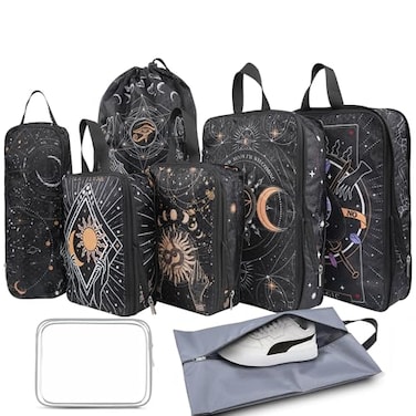 Hitanfe 8 Pcs Compression Packing Cubes Travel for Suitcases Waterproof Luggage Organizer Washable Storage Bags Set for Backpack Travel Packaging Cubes for CarryOns and Storage