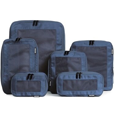 Aerotrunk Compression Packing Cubes for Travel Luggage Organizer Bags Double Zipper Packing Cubes for Suitcases 6Pack Dark Blue