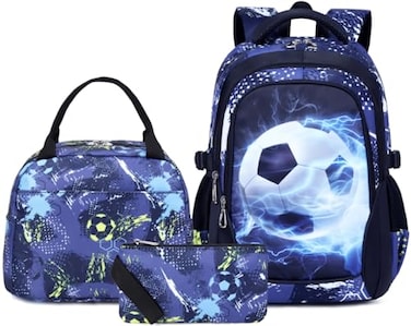 BABUN Boys Backpacks For Elementary Middle School Bookbag Set Kids Heavy Duty Durable Teenage Student Sturdy Waterproof 4Black Soccer Set