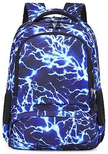 BABUN Boys Backpack for Elementary Kids Bookbag Middle School Bags Heavy Duty Soccer Laptop Durable Waterproof 18 In 5Blue Lightning