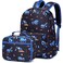 AUIVTY Excavator Backpak for Boys Preschool Backpack with Lunch Box Set Toddler Boy Bookbag Small Chest Strap Children Preschool Kindergarten Backpack Blue Excavator