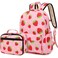 AUIVTY Strawberry Backpack for Girls Elementary School Girls Backpack with Lunch Box Kindergarten Bookbag Pink Preschool Backpack Toddler