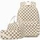 AUIVTY School Backpack for Girls Teens Corduroy Checkered Bookbag with Lunch Box Set Kids Backpack Elementary Middle School Bag CheckeredBrown