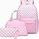 AUIVTY School Backpack for Girls Teens Checkered Bookbag with Lunch Box Set Kids Backpack Elementary Middle School Bag CheckerPink