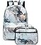 JIANYA Backpack for Girls Marble Girls Backpack with Lunch Box Kids School Bag Travel Back Packs