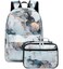 JIANYA Backpack for Girls Marble Girls Backpack with Lunch Box Kids School Bag Travel Back Packs