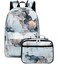 JIANYA Backpack for Girls Marble Girls Backpack with Lunch Box Kids School Bag Travel Back Packs