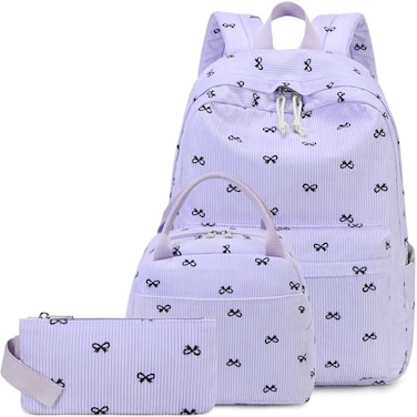 LEDAOU Backpack for Girls School Bag Kids Bookbag Teen Backpack Set Daypack with Lunch Bag and Pencil Case
