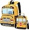 Bluboon Toddler Backpack Boy Preschool School Bus Bookbag Kindergarten 3D Daycare Bags with Insulation Lunch Box Yellow red