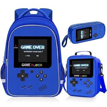 TILYTADLY School Backpack for Boys 3pcs Gamer Boys Backpack with Lunch Box Set for Kids Children Teens Elementary Middle School Students Bag Ages 61817 Video Game Bookbag Travel Back Pack