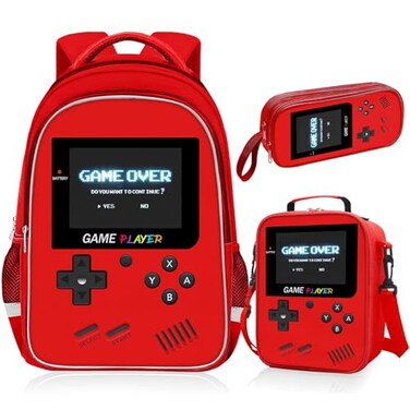 TILYTADLY School Backpack for Boys 3pcs Gamer Boys Backpack with Lunch Box Set for Kids Children Teens Elementary Middle School Students Bag Ages 61817 Video Game Bookbag Travel Back Pack