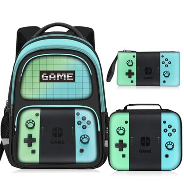 JIRAIKEI Kids Backpack for Boys3pcs Boys Backpack with Lunch Box Set for Children Teens Elementary Middle SchoolGamer Bookbag Ages 618School Bookbag Travel Back Pack17 Large Capacity