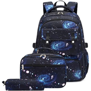 Sugaroom Galaxy Prints School Backpack for Boys Backpack with Lunch Box Lightweight Water Resistant Kids School Bags Elementary Middle Bookbags Set