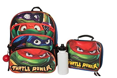 AI ACCESSORY INNOVATIONS Teenage Mutant Ninja Turtles 4 Piece Backpack Set Kids 16 School Bag with Front Zip Pocket TMNT Travel Bag
