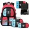 Jafeton School Backpack for Boys 4 PCS Gamer Boy Backpack Set with Bento Box Lunch Box Pencil Pouch Waterproof Schoolbag for Boys Kids Teens Elementary Middle School Kid Bookbag Casual Daypack