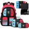 Jafeton School Backpack for Boys 4 PCS Gamer Boy Backpack Set with Bento Box Lunch Box Pencil Pouch Waterproof Schoolbag for Boys Kids Teens Elementary Middle School Kid Bookbag Casual Daypack