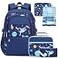 ACESAK Boys Backpack Astronaut Bento Box with Insulated Lunch Bag Pencil Case Utensils Set for Kids 6 Leakproof Compartments Removable Tray Lunches or Snack Container