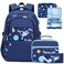 ACESAK Boys Backpack Astronaut Bento Box with Insulated Lunch Bag Pencil Case Utensils Set for Kids 6 Leakproof Compartments Removable Tray Lunches or Snack Container