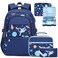 ACESAK Boys Backpack Astronaut Bento Box with Insulated Lunch Bag Pencil Case Utensils Set for Kids 6 Leakproof Compartments Removable Tray Lunches or Snack Container