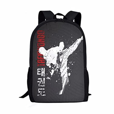 FUIBENG Cool Taekwondo Print Backpack for Elementary College Teenagers Travel Beach Boys Girls Shoulders School Backpack