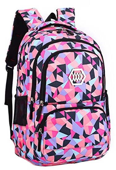 JiaYou Girl Geometric Printed Primary Junior High University School Bag Bookbag Backpack2 Black35 L