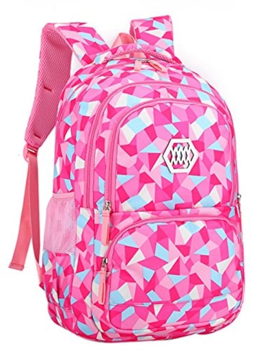 JiaYou Girl Geometric Printed Primary Junior High University School Bag Bookbag Backpack2 Rose35 L