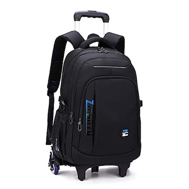 VIDOSCLA Black Kids Boys Rolling Backpack Teens Carryon Luggage with Wheels Trolly BookBag for School6 Wheels