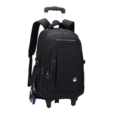 VIDOSCLA Black Kids Boys Rolling Backpack Teens Carryon Luggage with Wheels Trolly BookBag for School6 Wheels