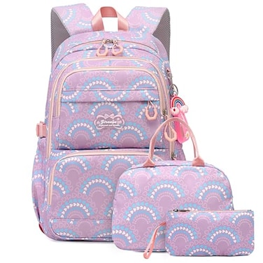 Mfikaryi Kids Girls Backpack with Lunch Box Cute Girls Bookbag Backpack for School Backpack Lunch Box Combo