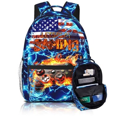 Yirasnezy Video Game Backpack for Boys School Backpack for Kids Boys Girls Game Bookbag for Children Teens Elementary Middle School Students Bookbag Ages 618 Adjustable Large Capacity Gaming Backpacks