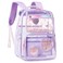 KIDNUO Clear Backpack for GirlsClear Bookbag Heavy Duty Transparent Backpacks for Stadium Events See Through Back Pack for Kindergarten Elementary Middle High School Purple
