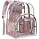 PACKISM Clear Backpack 17 inch Large Clear Backpacks for School Heavy Duty Bookbag Transparent PVC See Through Backpack for College Security Work Mauve Age 12