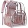 PACKISM Clear Backpack 17 inch Large Clear Backpacks for School Heavy Duty Bookbag Transparent PVC See Through Backpack for College Security Work Mauve Age 12