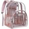 PACKISM Clear Backpack 17 inch Large Clear Backpacks for School Heavy Duty Bookbag Transparent PVC See Through Backpack for College Security Work Mauve Age 12