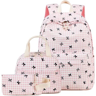 LEDAOU Backpack for Girls Kids School Bookbag Lightweight Teen Backpack Set Daypack with Lunch Bag and Pencil Case