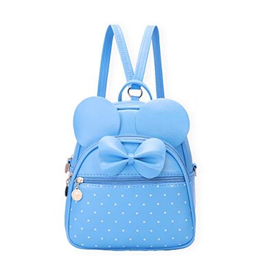 KL928 Girls Bowknot Polka Dot Cute Mini Backpack Small Daypacks Convertible Shoulder Bag Purse for Women Lblue