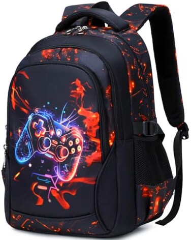 RBYGPL Boys Backpack For Elementary Middle Kids School Bookbag Waterproof School Bags 18 Inch 2Red Game
