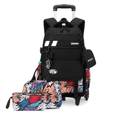 EKUIZAI 3PCS Boys Rolling Backpack for School Kids Wheeled School Bags with Wheels Trolley Roller Backpack for Teen Boys