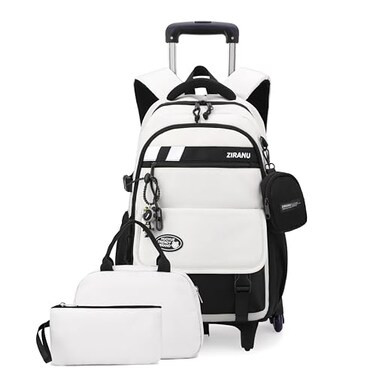 EKUIZAI 3PCS Boys Rolling Backpack for School Kids Wheeled School Bags with Wheels Trolley Roller Backpack for Teen Boys