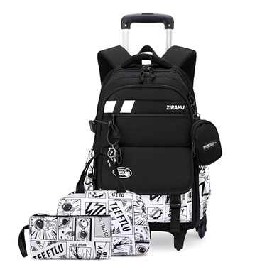 EKUIZAI 3PCS Boys Rolling Backpack for School Kids Wheeled School Bags with Wheels Trolley Roller Backpack for Teen Boys
