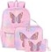 Cokouchyi 3 Pcs Kids Backpack Set with Lunch Box Pencil Case Lightweight Preschool Backpack for Girls Age 38 Kids Book bag Elementary Butterfly