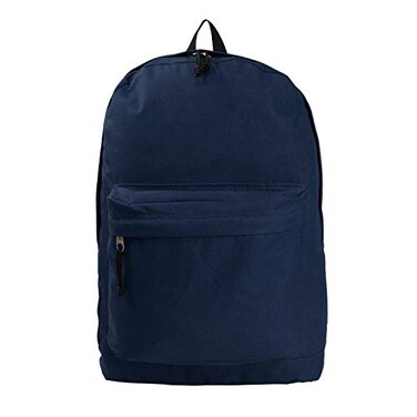 K-Cliffs KCliffs Classic Bookbag Basic Backpack Simple School Book Bag Casual Student Daily Daypack 18 Inch with Curved Shoulder Straps Navy Blue