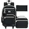 HPJGD 3PCS Rolling Backpack for Girls and Boys Black School Backpacks with Wheels Water Resistant Roller Wheeled Bookbag Set for Women Men