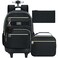 HPJGD 3PCS Rolling Backpack for Girls and Boys Black School Backpacks with Wheels Water Resistant Roller Wheeled Bookbag Set for Women Men