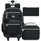 HPJGD 3PCS Rolling Backpack for Girls and Boys Black School Backpacks with Wheels Water Resistant Roller Wheeled Bookbag Set for Women Men