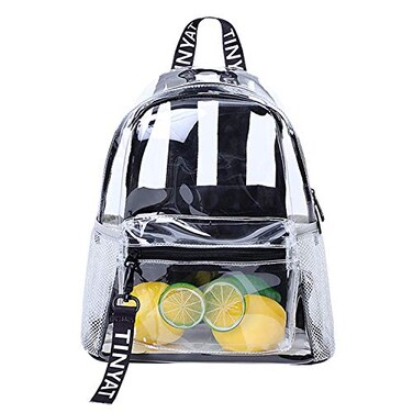TINYAT Heavy Duty Transparent Clear backpack See Through Clear Bag Kid Backpack for School Concerts Sports Travel T9051